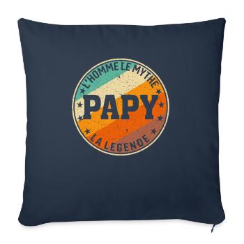 Papy L'homme Le Mythe La Légende - Housse de coussin décorative 45 x 45 cm - bleu marine - Devant