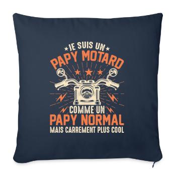 Je Suis Un Papy Motard Très Cool - Housse de coussin décorative 45 x 45 cm - bleu marine - Devant