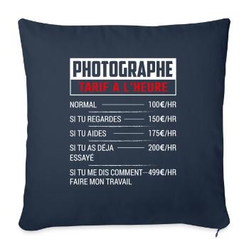 Tarif Horaire D'un Photographe - Housse de coussin décorative 45 x 45 cm - bleu marine - Devant