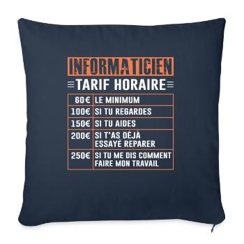 Tarif Horaire D'un Informaticien - Housse de coussin décorative 45 x 45 cm - bleu marine - Devant