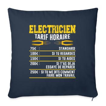 Le Tarif Horaire D'un Électricien - Housse de coussin décorative 45 x 45 cm - bleu marine - Devant