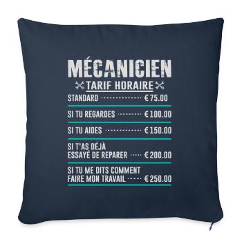 Le Tarif Horaire D'un Mécanicien - Housse de coussin décorative 45 x 45 cm - bleu marine - Devant