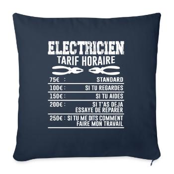 Le Tarif Horaire D'un Électricien - Housse de coussin décorative 45 x 45 cm - bleu marine - Devant