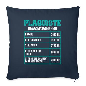 Le Tarif Horaire D'un Plaquiste - Housse de coussin décorative 45 x 45 cm - bleu marine - Devant