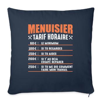 Le Tarif Horaire D'un Menuisier - Housse de coussin décorative 45 x 45 cm - bleu marine - Devant