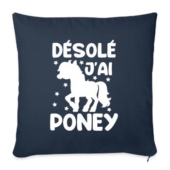 Cheval Poney Équitation Anniversaire Licorne Pony - Housse de coussin décorative 45 x 45 cm - bleu marine - Devant