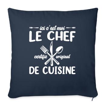 Ici C'est Moi Le Chef Cuisine Restaurant Cuisinier - Housse de coussin décorative 45 x 45 cm - bleu marine - Devant