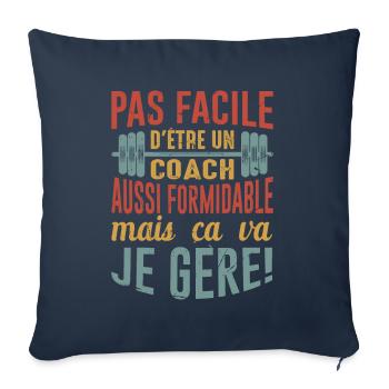 Sport Coach Idée Cadeau Anniversaire Motivation - Housse de coussin décorative 45 x 45 cm - bleu marine - Devant