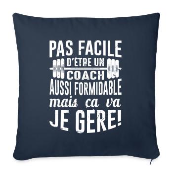 Sport Coach Idée Cadeau Anniversaire Motivation - Housse de coussin décorative 45 x 45 cm - bleu marine - Devant