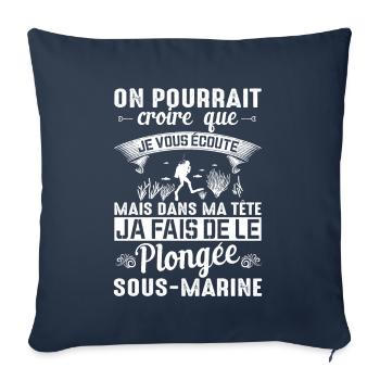 Dans Ma Tête Je Fais De La Plongée Piscine Sport - Housse de coussin décorative 45 x 45 cm - bleu marine - Devant