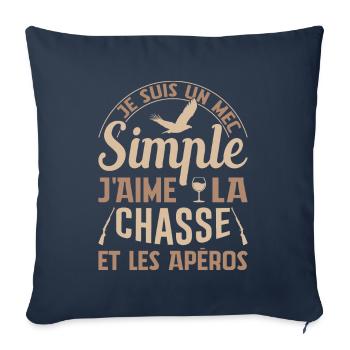 Chasse Et Apéros Chasser Cadeau Anniversaire Mec - Housse de coussin décorative 45 x 45 cm - bleu marine - Devant