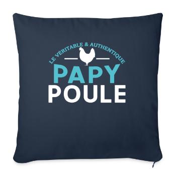 Papy Poule Cadeau Humour Anniversaire Cadeaux Cool - Housse de coussin décorative 45 x 45 cm - bleu marine - Devant