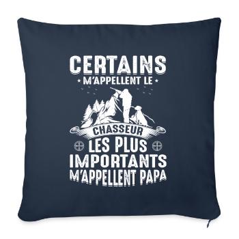 Papa Chasseur Chasser Cadeau Fête Des Pères Cool - Housse de coussin décorative 45 x 45 cm - bleu marine - Devant