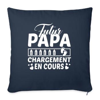 Futur Papa Idée Cadeau Grossesse Naissance Humour - Housse de coussin décorative 45 x 45 cm - bleu marine - Devant