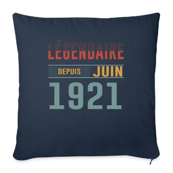 Légendaire Depuis Juin 1921 Anniversaire Cadeau - Housse de coussin décorative 45 x 45 cm - bleu marine - Devant