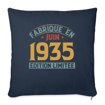 Fabriqué En Juin 1935 Anniversaire Cadeau Vintage - Housse de coussin décorative 45 x 45 cm - bleu marine - Devant