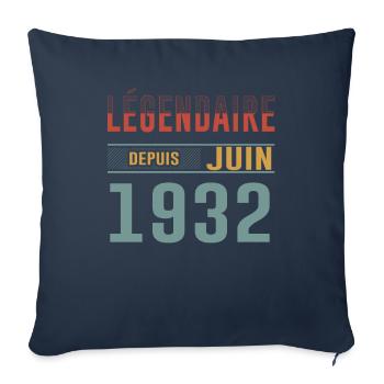 Légendaire Depuis Juin 1932 Anniversaire Cadeau - Housse de coussin décorative 45 x 45 cm - bleu marine - Devant