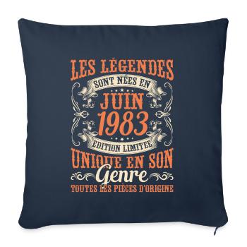 Juin 1983 Anniversaire Idée Cadeau Vintage Légende - Housse de coussin décorative 45 x 45 cm - bleu marine - Devant