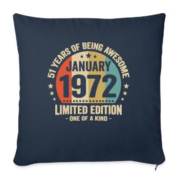 51 years January 1972 Anniversary Vintage gift - Sofa pillowcase 17,3'' x 17,3'' (45 x 45 cm) - navy - Front