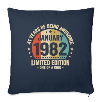 41 years January 1982 Anniversary Vintage gift - Sofa pillowcase 17,3'' x 17,3'' (45 x 45 cm) - navy - Front