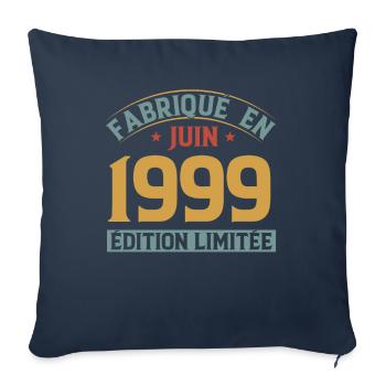 Fabriqué En Juin 1999 Anniversaire Cadeau Vintage - Housse de coussin décorative 45 x 45 cm - bleu marine - Devant