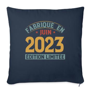 Fabriqué En Juin 2023 Anniversaire Cadeau Vintage - Housse de coussin décorative 45 x 45 cm - bleu marine - Devant