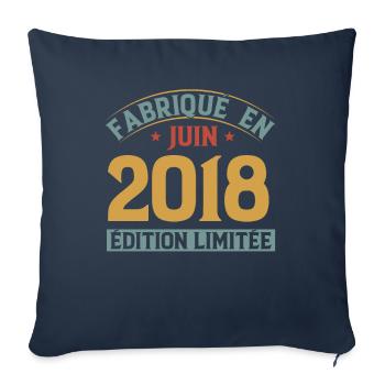 Fabriqué En Juin 2018 Anniversaire Cadeau Vintage - Housse de coussin décorative 45 x 45 cm - bleu marine - Devant