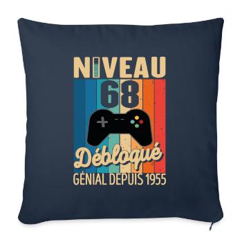 68 Ans 1955 Anniversaire Cadeau Citation Gamer - Housse de coussin décorative 45 x 45 cm - bleu marine - Devant