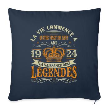 99 Ans 1924 Joyeux Anniversaire Vintage Perfection - Housse de coussin décorative 45 x 45 cm - bleu marine - Devant