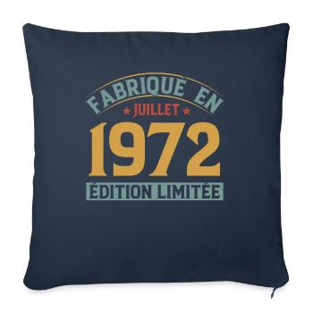 Fabriqué En Juillet 1972 Anniversaire Vintage 1972 - Housse de coussin décorative 45 x 45 cm - bleu marine - Devant
