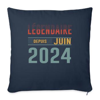 Légendaire Depuis Juin 2024 Anniversaire Cadeau - Housse de coussin décorative 45 x 45 cm - bleu marine - Devant