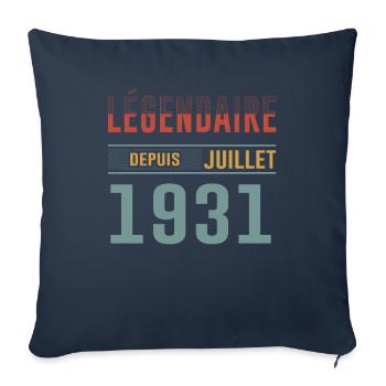 Légendaire Depuis Juillet 1931 Anniversaire Cadeau - Housse de coussin décorative 45 x 45 cm - bleu marine - Devant