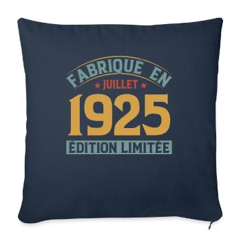 Fabriqué En Juillet 1925 Anniversaire Vintage 1925 - Housse de coussin décorative 45 x 45 cm - bleu marine - Devant