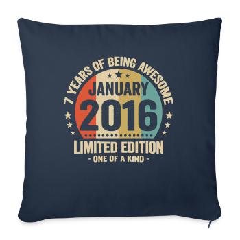 7 Ans Janvier 2016 Anniversaire Cadeau Vintage - Housse de coussin décorative 45 x 45 cm - bleu marine - Devant