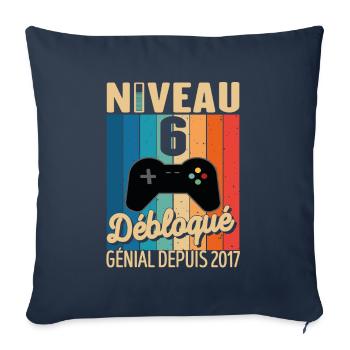 6 Ans 2017 Anniversaire Cadeau Citation Gamer - Housse de coussin décorative 45 x 45 cm - bleu marine - Devant