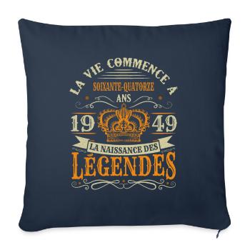 74 Ans 1949 Joyeux Anniversaire Vintage Perfection - Housse de coussin décorative 45 x 45 cm - bleu marine - Devant