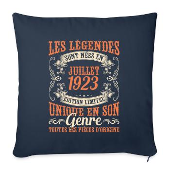 Juillet 1923 Anniversaire Idée Cadeau Vintage - Housse de coussin décorative 45 x 45 cm - bleu marine - Devant