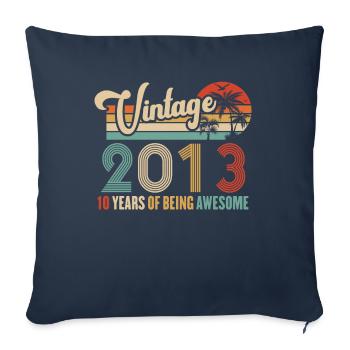 Vintage Année 2013 Anniversaire 10 Ans Idée Cadeau - Housse de coussin décorative 45 x 45 cm - bleu marine - Devant