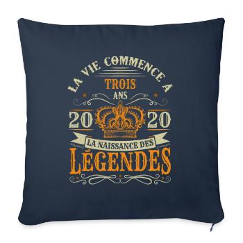 3 Ans 2020 Joyeux Anniversaire Vintage Perfection - Housse de coussin décorative 45 x 45 cm - bleu marine - Devant