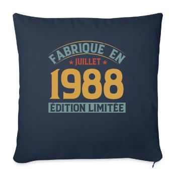 Fabriqué En Juillet 1988 Anniversaire Vintage 1988 - Housse de coussin décorative 45 x 45 cm - bleu marine - Devant