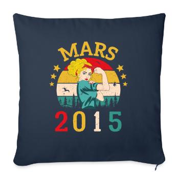 Mars 2015 Anniversaire Idée Cadeau Vintage 2015 - Housse de coussin décorative 45 x 45 cm - bleu marine - Devant