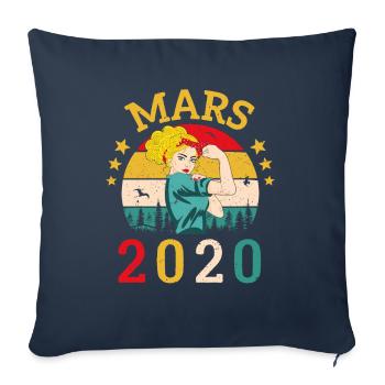 Mars 2020 Anniversaire Idée Cadeau Vintage 2020 - Housse de coussin décorative 45 x 45 cm - bleu marine - Devant