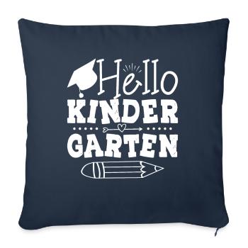 Bonjour L'école Maternelle - Housse de coussin décorative 45 x 45 cm - bleu marine - Devant