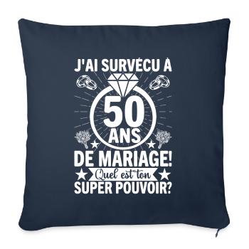 Cadeau Pour 50 Ans De Mariage - Housse de coussin décorative 45 x 45 cm - bleu marine - Devant