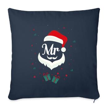Mr et Mme Santa Claus Pyjamas Matching Couples - Housse de coussin décorative 45 x 45 cm - bleu marine - Devant