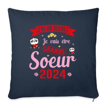Meilleure Grande soeur du monde vecteur - Housse de coussin décorative 45 x 45 cm - bleu marine - Devant
