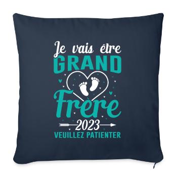 Je Vais Être Grand Frère 2023 - Housse de coussin décorative 45 x 45 cm - bleu marine - Devant