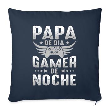 Papa Le Jour Joueur La Nuit - Housse de coussin décorative 45 x 45 cm - bleu marine - Devant