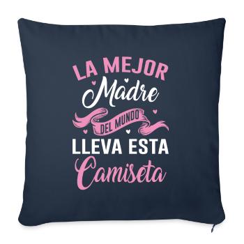 La Meilleure Mère Du Monde Porte Ce T-shirt - Housse de coussin décorative 45 x 45 cm - bleu marine - Devant