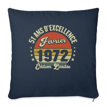 51 years February 1972 Anniversary Vintage Gift - Sofa pillowcase 17,3'' x 17,3'' (45 x 45 cm) - navy - Front